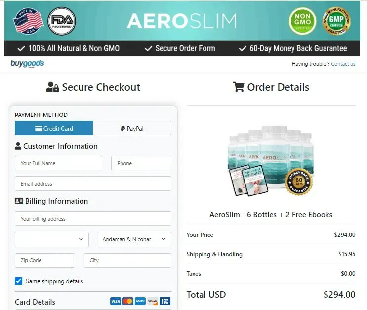 AeroSlim Payment process  