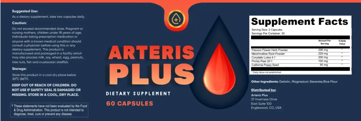 The Arteris Plus formula is crafted with a blend of carefully chosen natural ingredients, each recognized for its potential