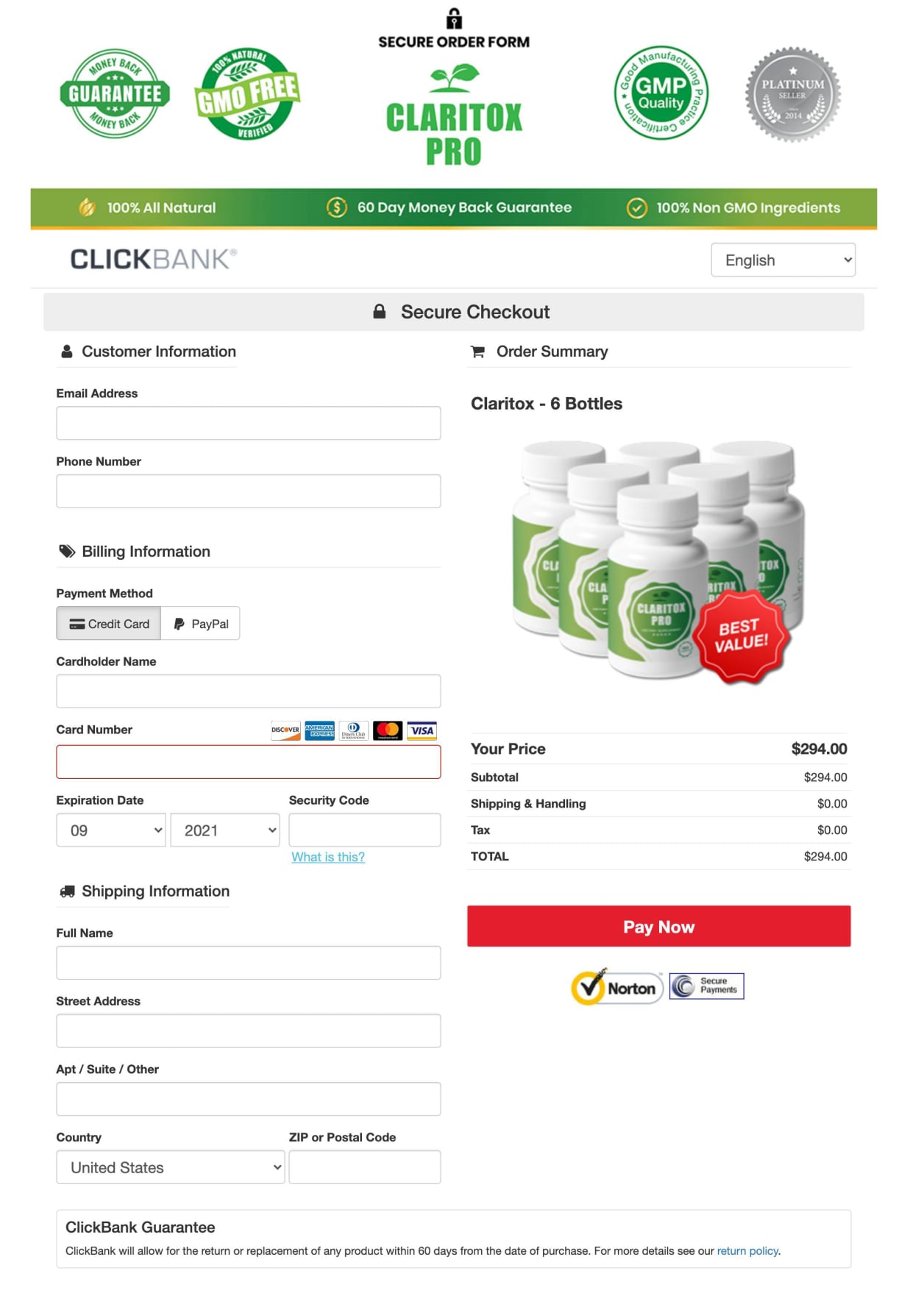 Claritox Pro Payment process  