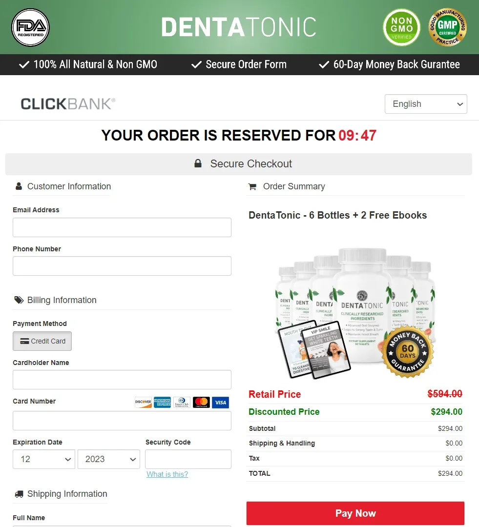 DentaTonic Payment process  