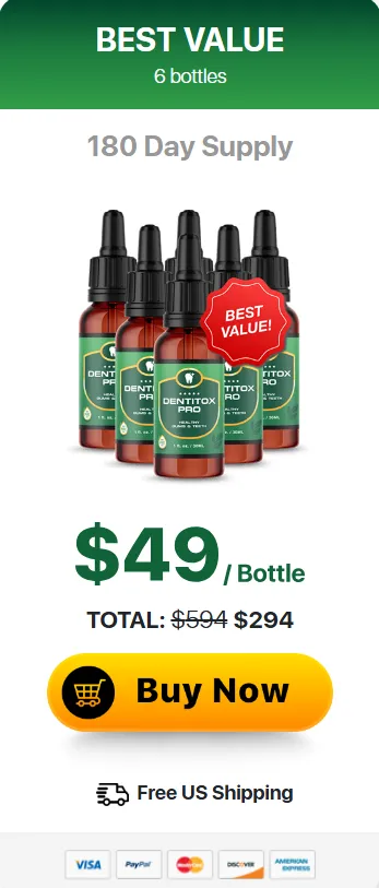 Dentitox Pro discount pack at $49 (6 Bottle)
