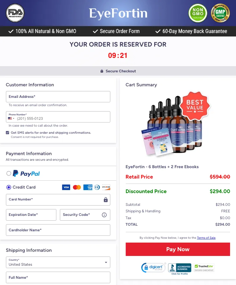 EyeFortin Payment process  