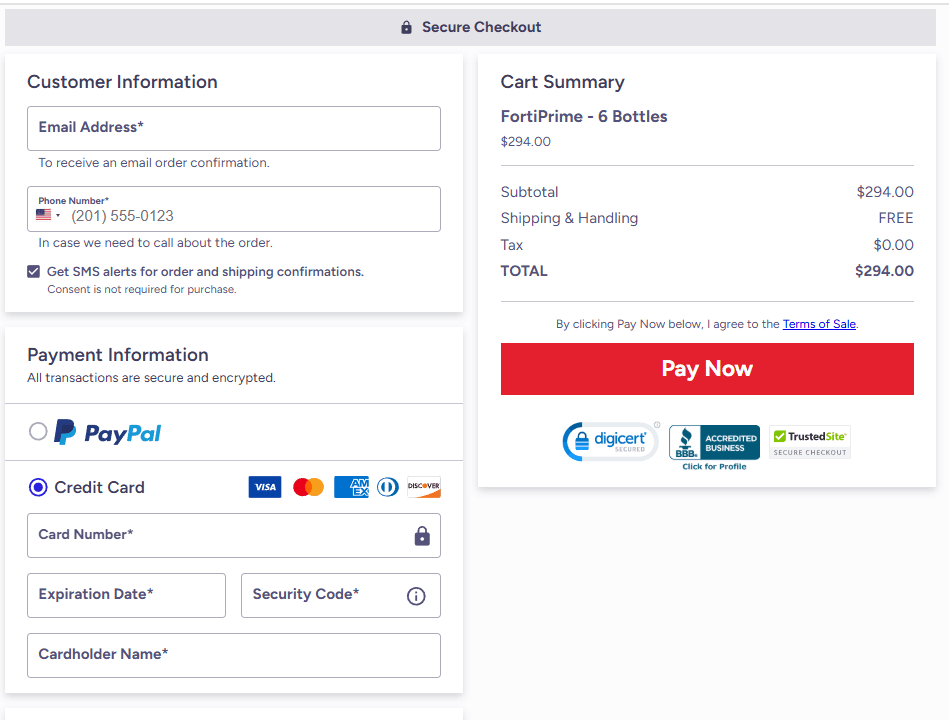 Forti Prime Payment process  