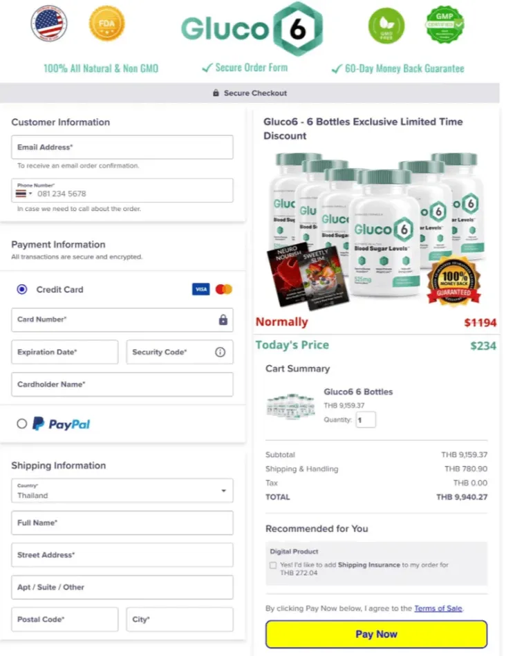 Gluco6 Payment process  