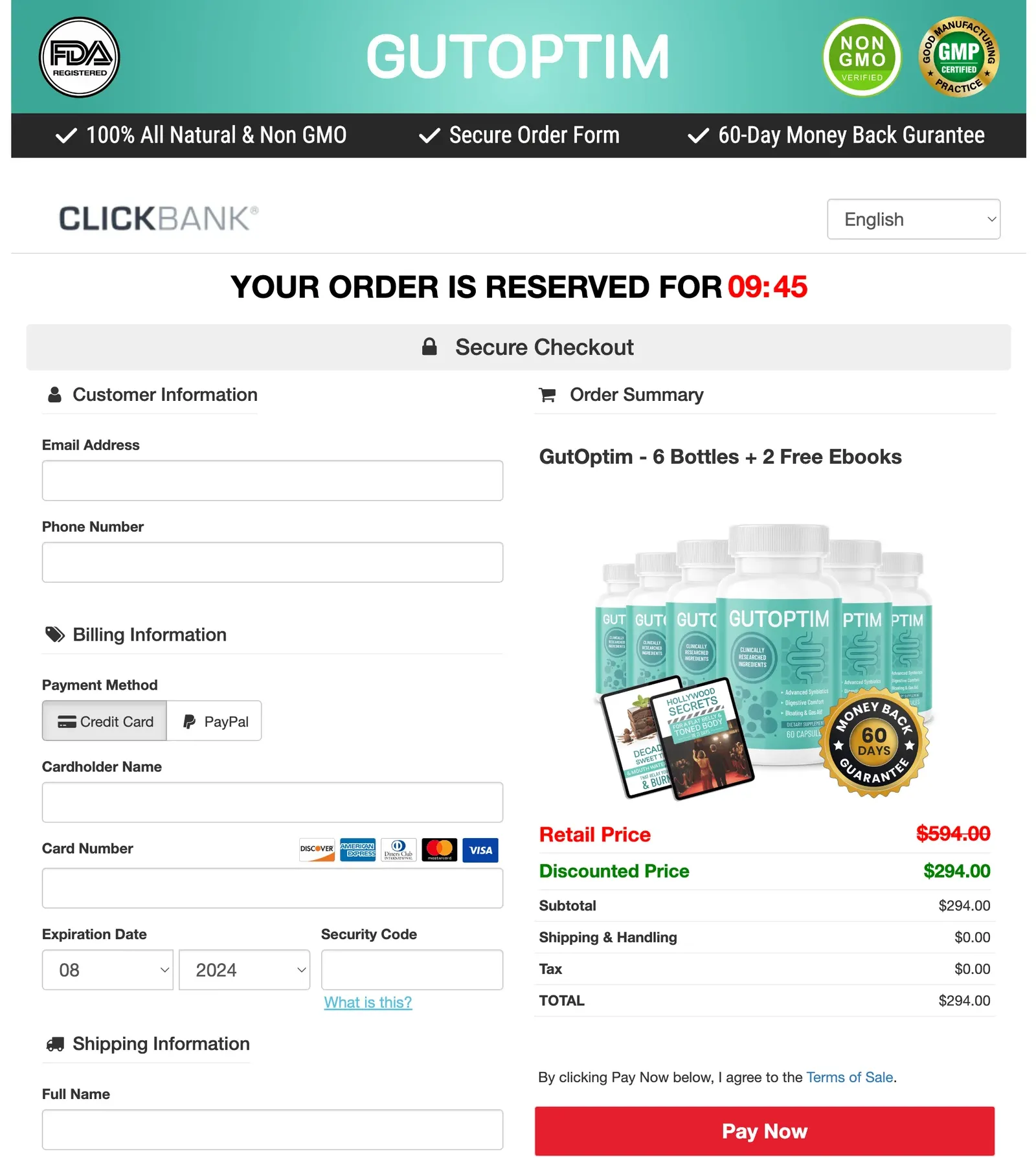 GutOptim Payment process  