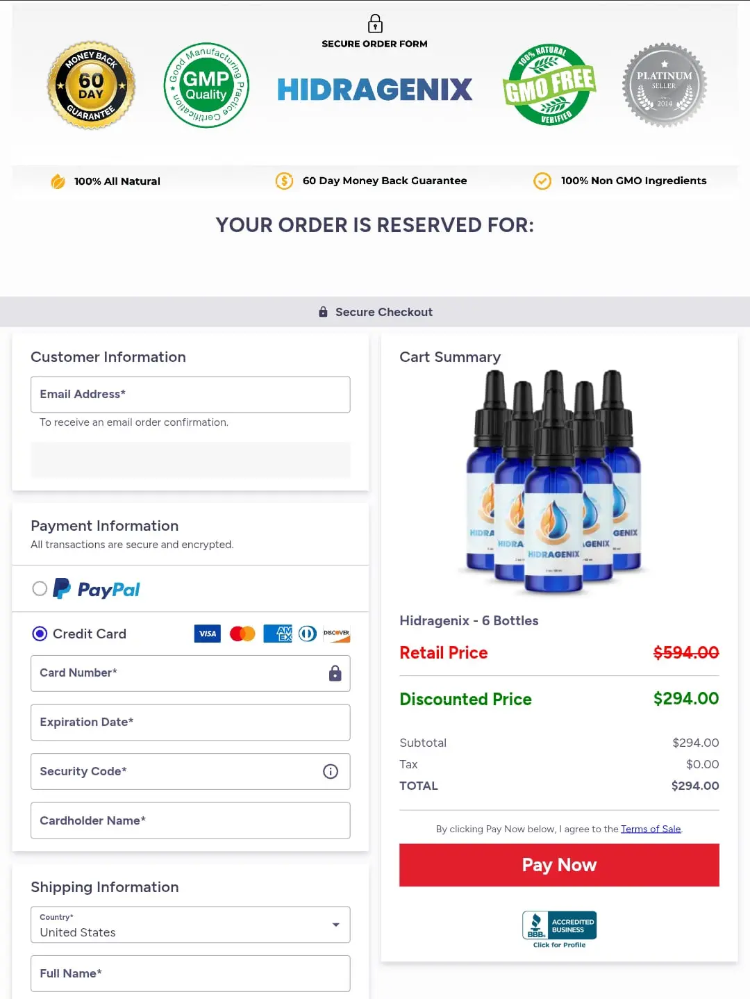 Hidragenix Payment process  