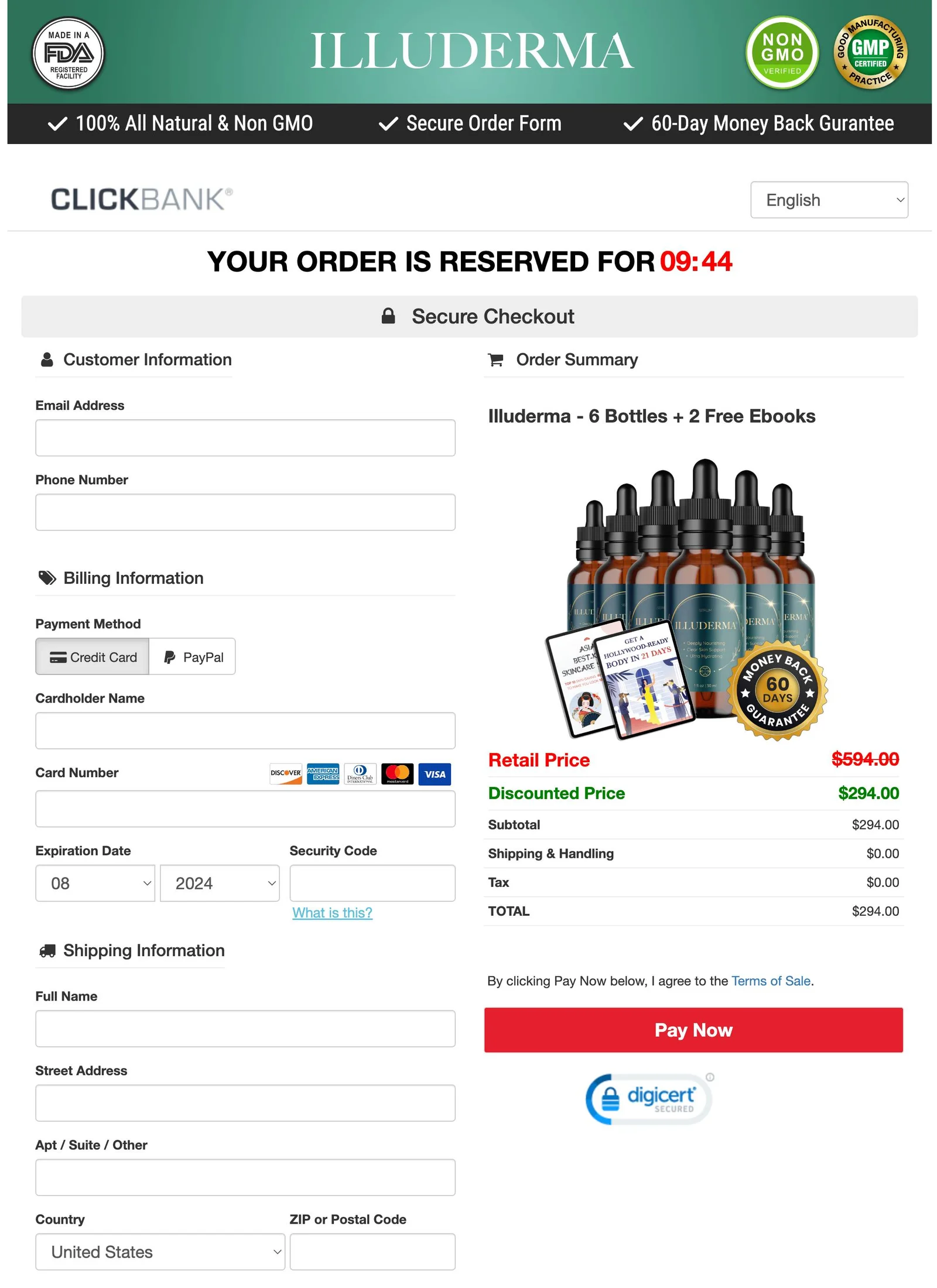 Illuderma Payment process  