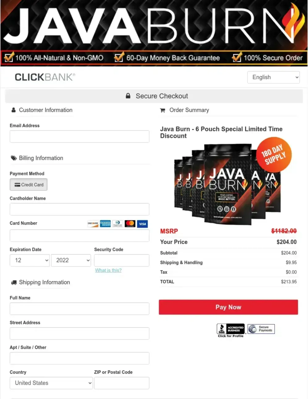 Java Burn Payment process  