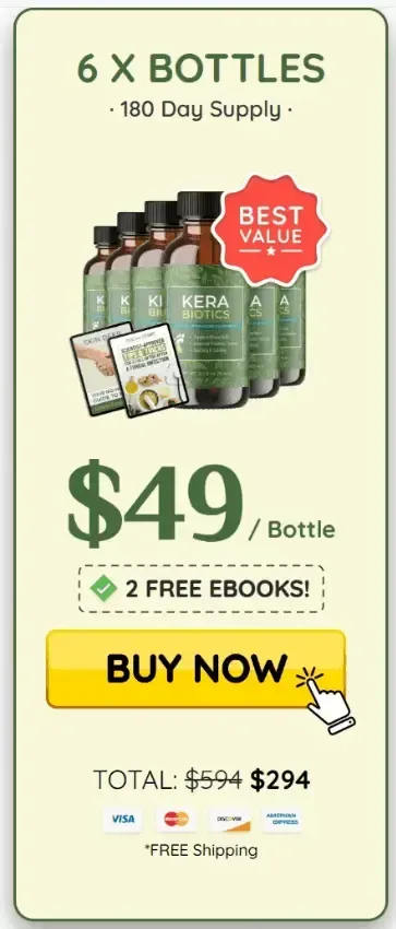 KeraBiotics discount pack at $49 (6 Bottle)