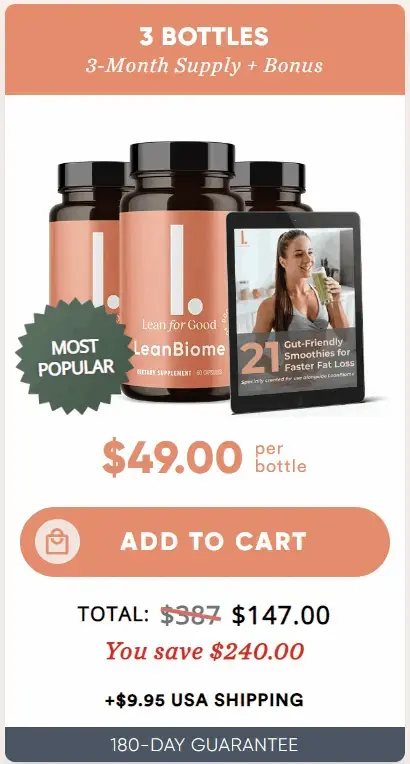 LeanBiome popular pack at $49 (3 Bottle)