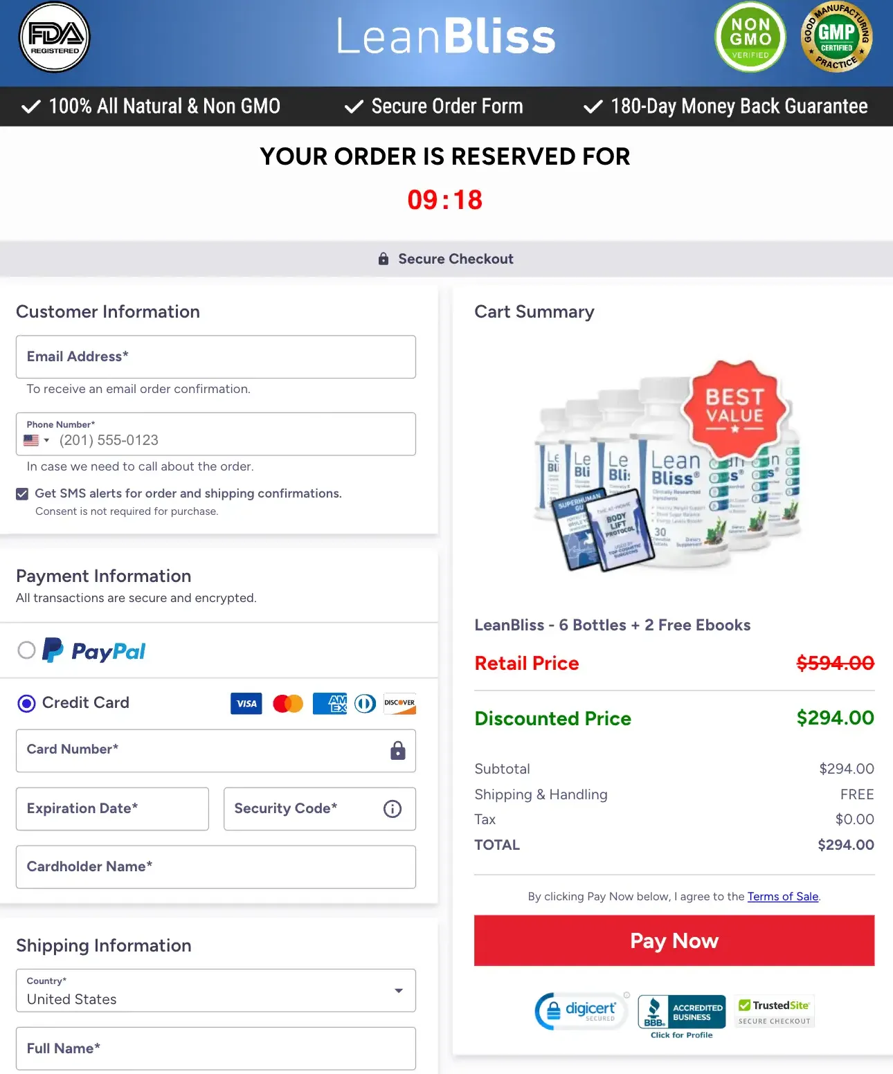 LeanBliss Payment process  