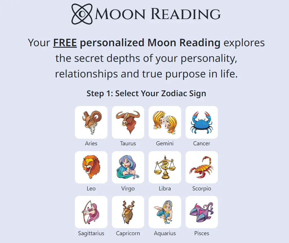 Moon Reading Select Your Zodiac Sign