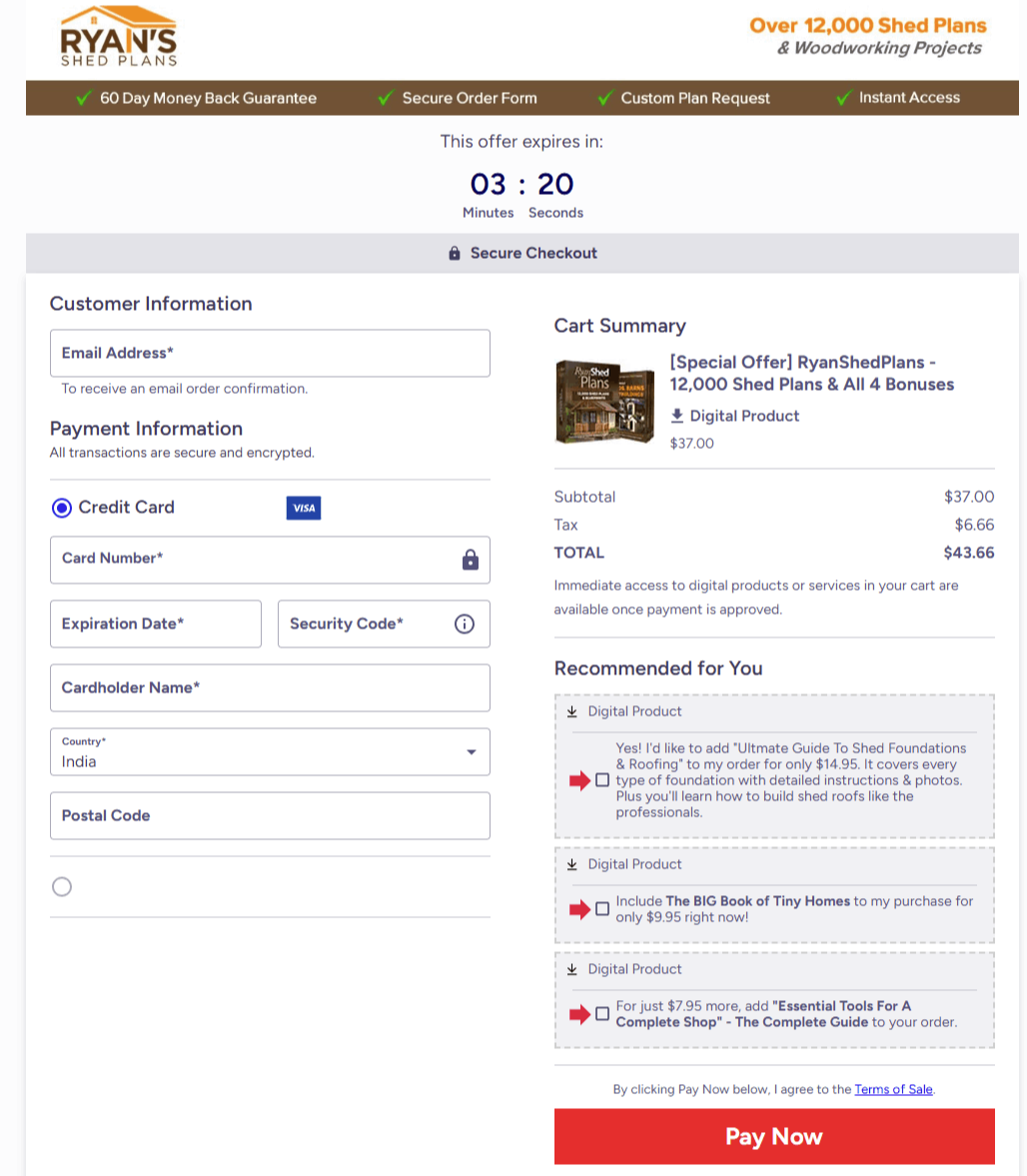 My Shed Plans Payment process  