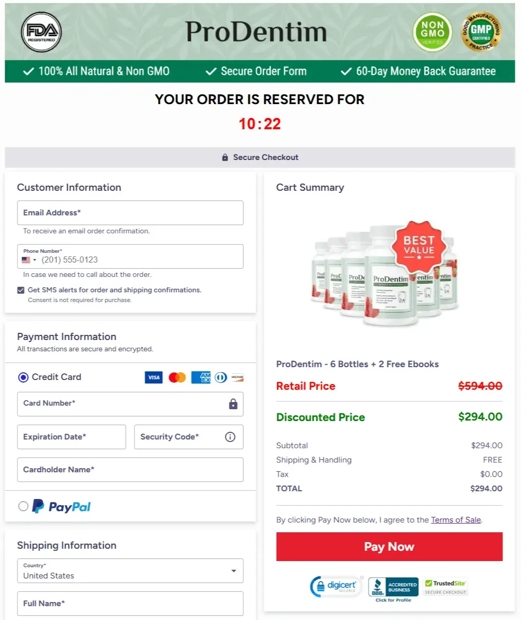 ProDentim Payment process  