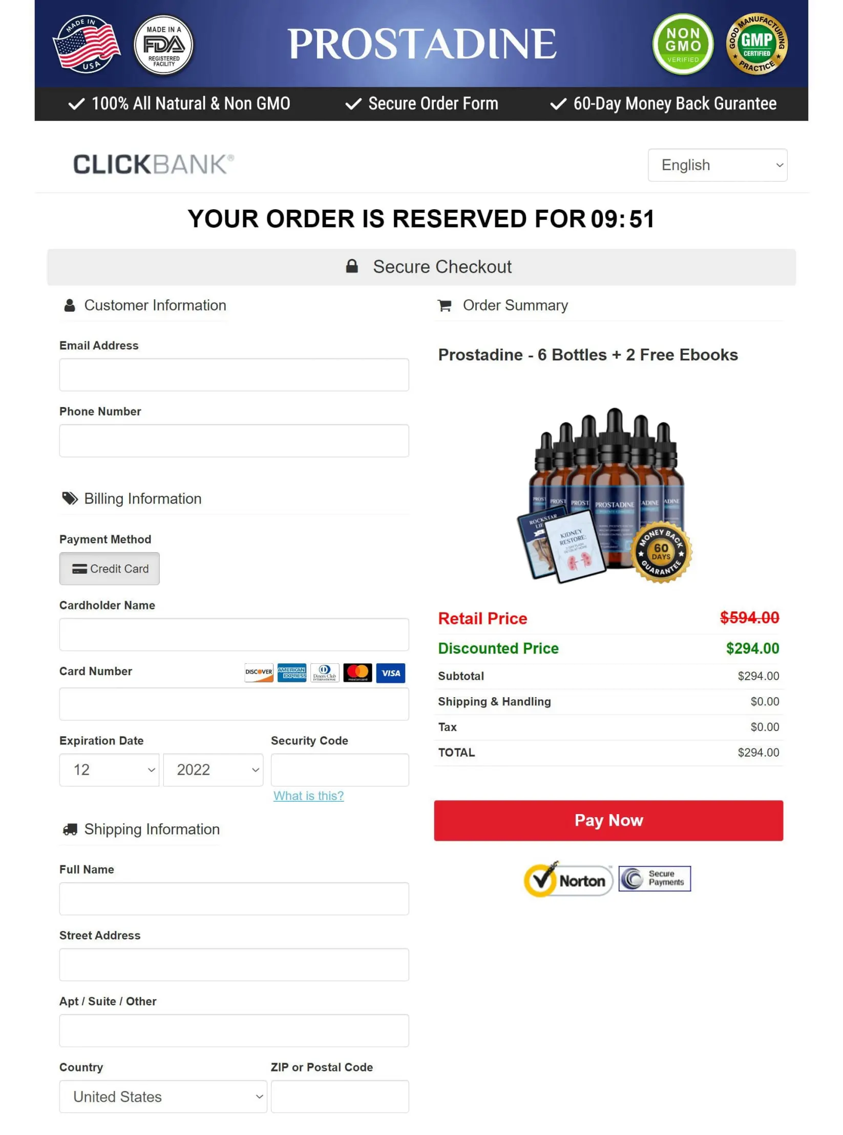 Prostadine payment process