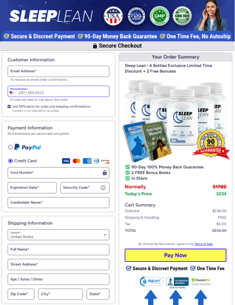 Sleep Lean Payment process  