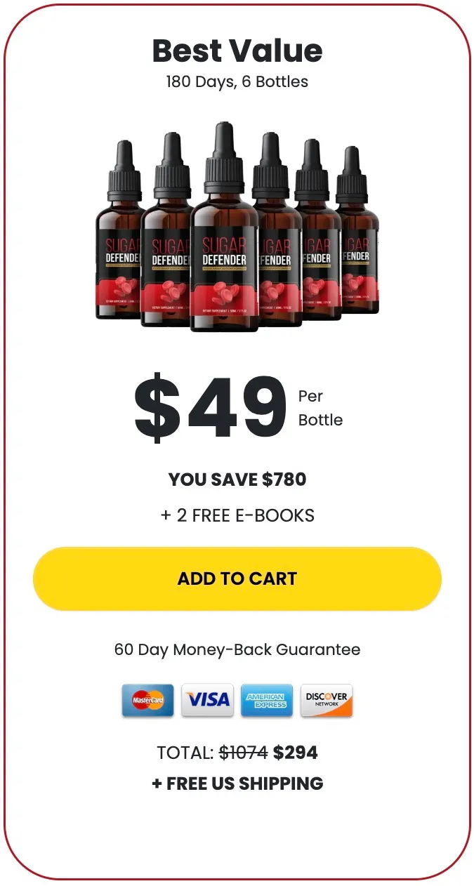 Sugar Defender best value pack at $49 ( 6 Bottle)