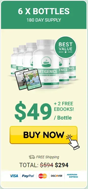 Vertigenics best value pack at $49 (6 bottle)