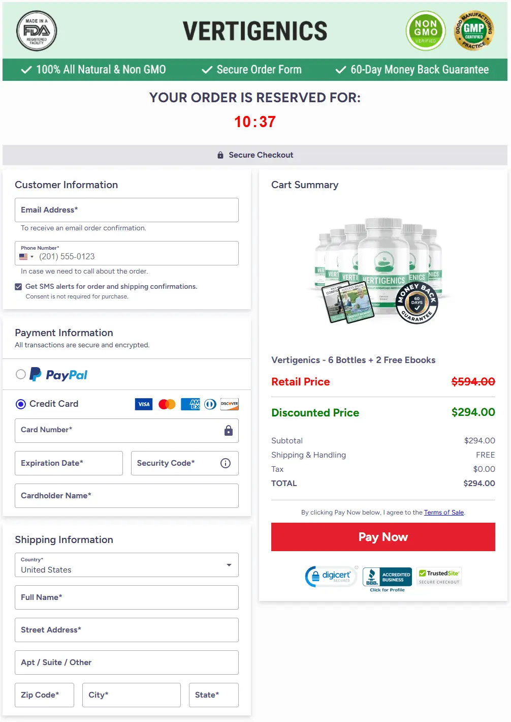 Vertigenics Payment process  