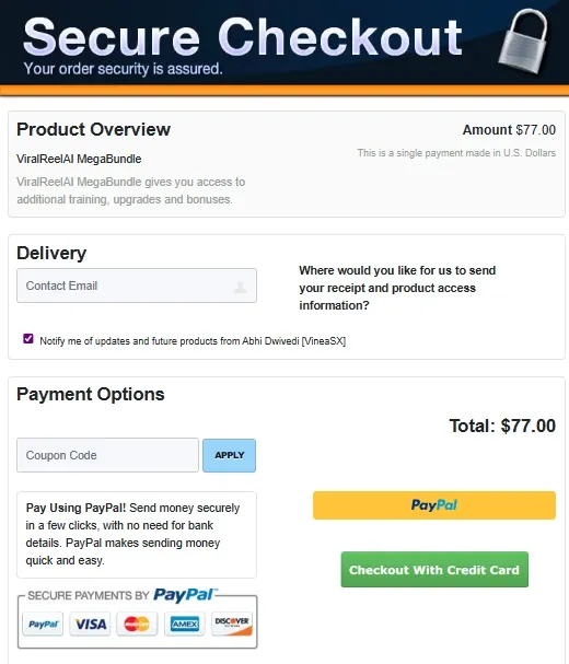 ViralReelAI Payment process  