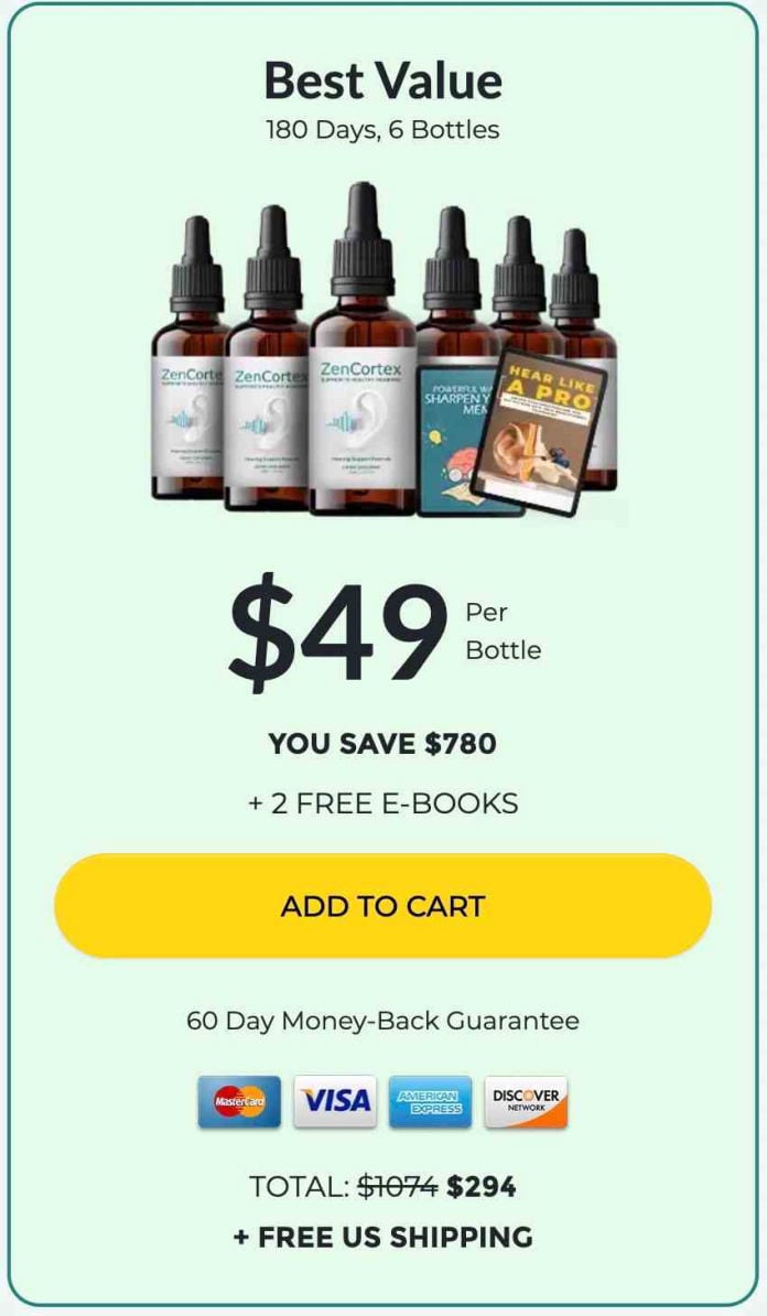 ZenCortex discount pack at $49 (6 Bottle)